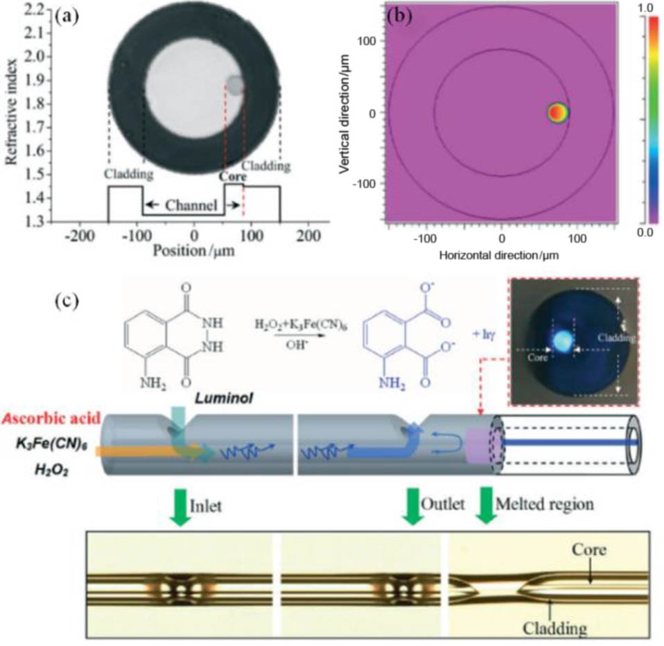 Optofluidic micro system for chemiluminescence reaction monitoring.
