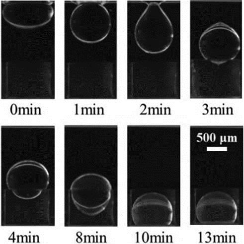Sinking process of the silicone oil droplet.