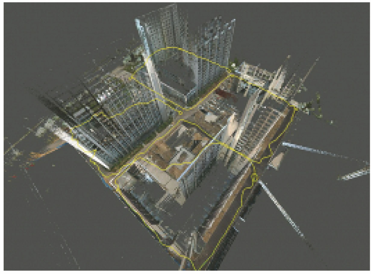 背负式全景影像移动轨迹(黄色线条)