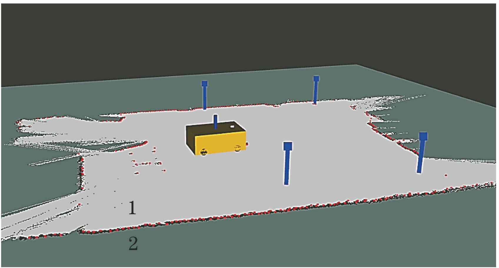 SLAM创建的地图和发射站布局