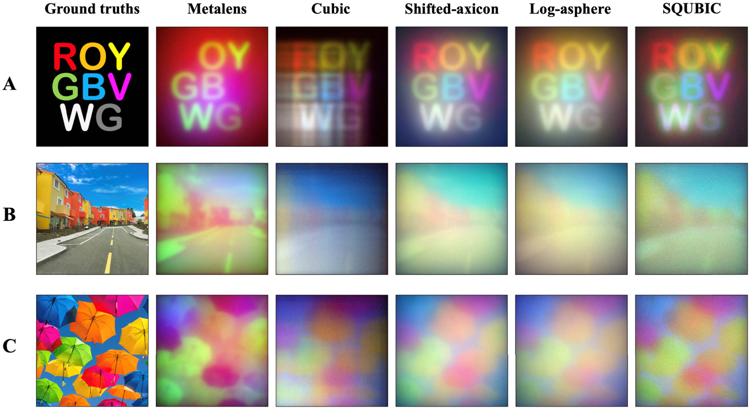Simulated captured images before deconvolution. The experimental counterpart is shown in Fig. 9.