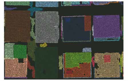 空间聚类后得到的水平点云面域