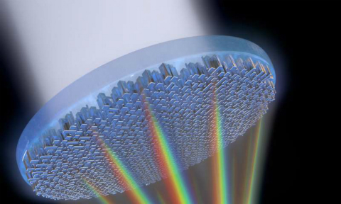 金属单透镜可以把复色光聚焦在一点,为虚拟和