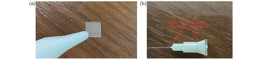 键合的传感器。(a)蓝宝石压力探头;(b)传感器封装