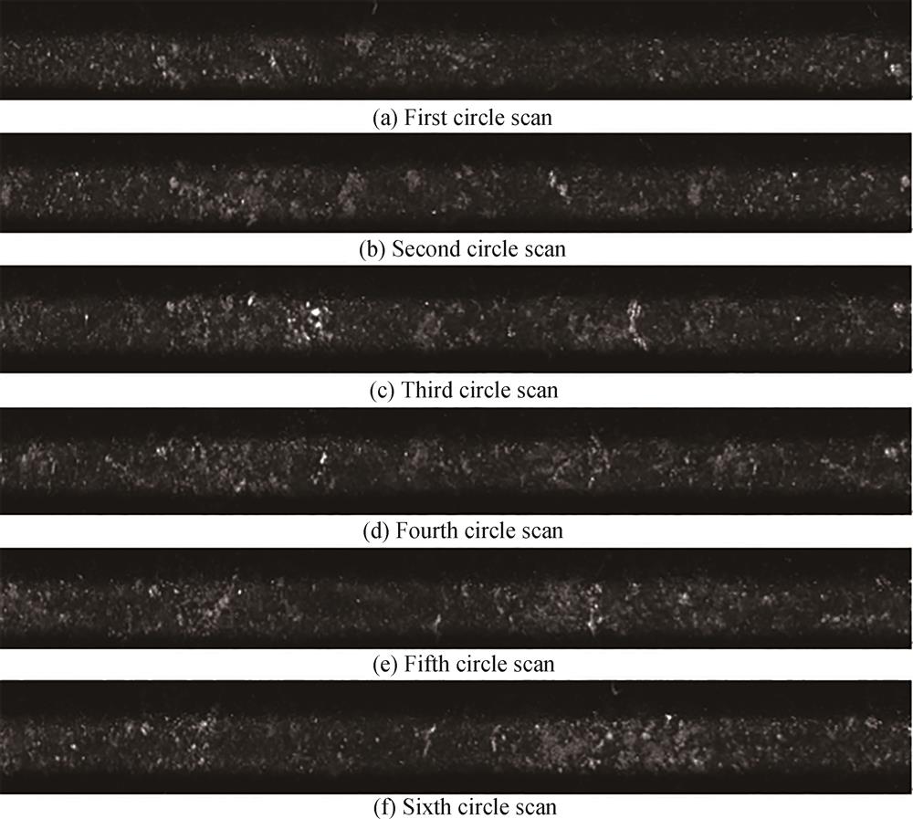 磨损钢球暗场线扫描图像