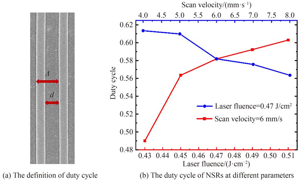 子脉冲间隔100 ps飞秒激光脉冲串诱导出的NSRs的占空比分析