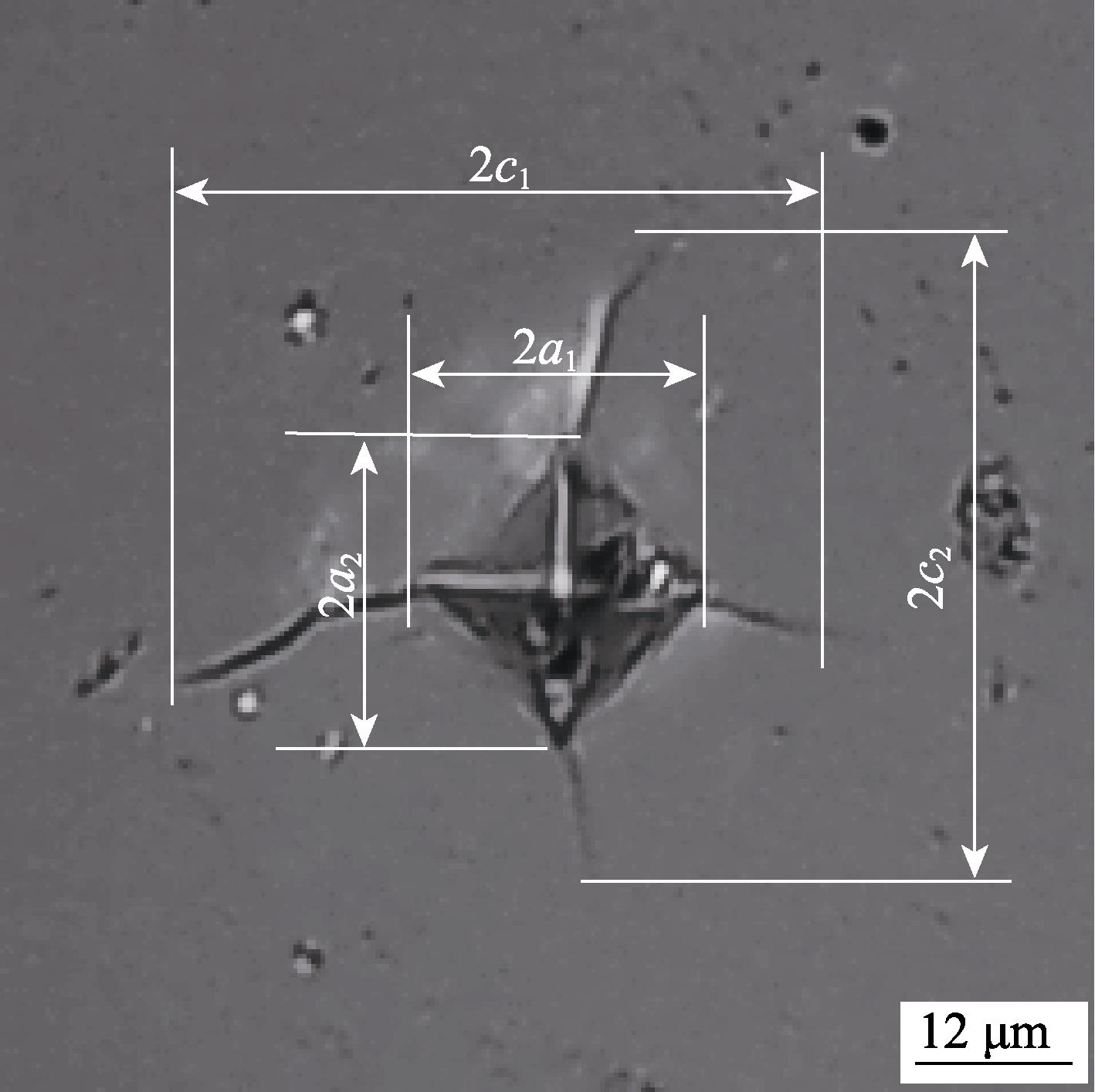 维氏压痕以及断裂韧性计算示意图