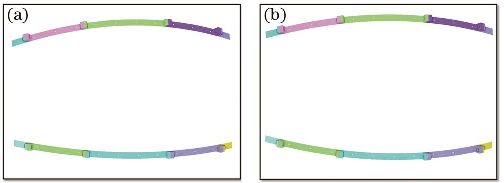 拼接结果。(a)线特征匹配法;(b)设计数据辅助法