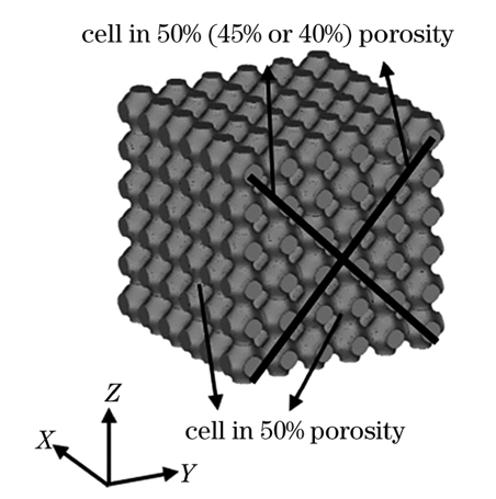 梯度孔隙率单元堆积而成的多孔结构