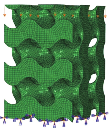 G单元5%梯度孔隙率(45%~50%)装配体及载荷施加方式示意图