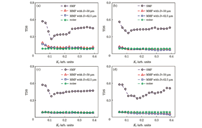 光纤反馈强度对时延特征的影响。(a) L=0.1 km;(b)L=1 km;(c)L=10 km;(d)L=15 km